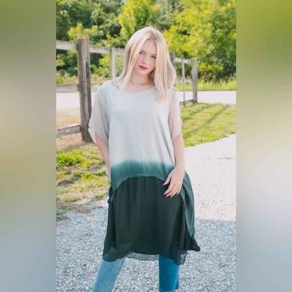 A rare bird  NWT SM midi linen blend ombre boho dress LAGANLOOK hippie coastal - Picture 1 of 9